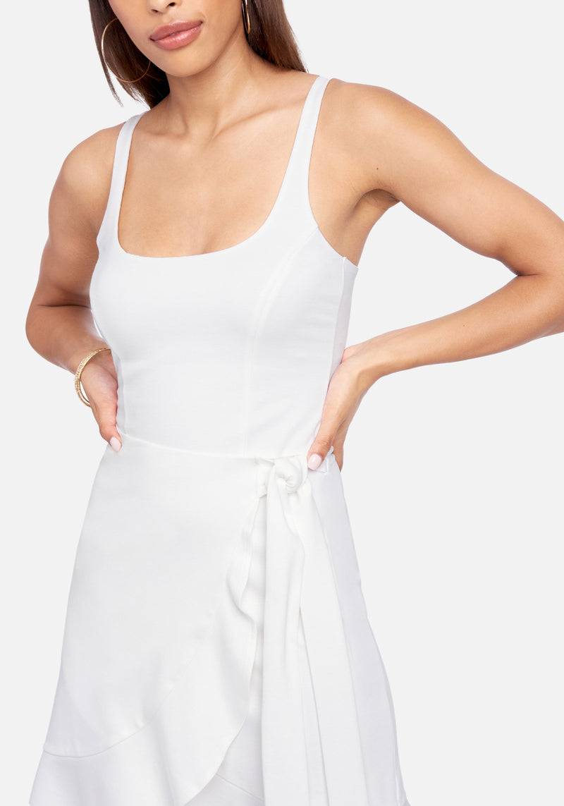 Square Neck Wrap Dress | bebe